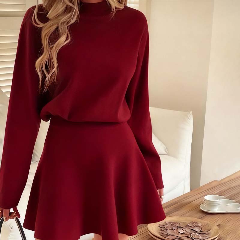 💖Black Friday Mega Deal – 50% off!💖 ✨Women's Mock Neck Knit A-Line Mini Dress