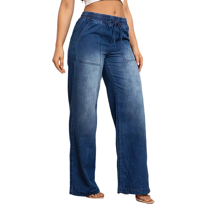 💖Black Friday Mega Deal – 50% off!💖🥰Women's Drawstring Waist Wide-Leg Denim Jeans