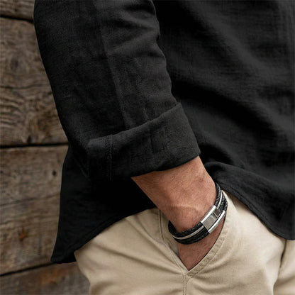 🧥Men's Casual Lace-Up Shirt – Smart in seconds! No-tie modern collar, soft breathable cotton. Effortless style for coffee dates or Sunday roasts. ☕👴