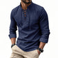🧥Chemise homme décontractée à lacets – Élégante en un clin d'œil ! Col moderne sans cravate, coton doux et respirant. Un style décontracté parfait pour un café entre amis ou un barbecue du dimanche. ☕👴