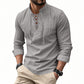 🧥Chemise homme décontractée à lacets – Élégante en un clin d'œil ! Col moderne sans cravate, coton doux et respirant. Un style décontracté parfait pour un café entre amis ou un barbecue du dimanche. ☕👴