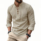 🧥Chemise homme décontractée à lacets – Élégante en un clin d'œil ! Col moderne sans cravate, coton doux et respirant. Un style décontracté parfait pour un café entre amis ou un barbecue du dimanche. ☕👴