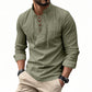 🧥Chemise homme décontractée à lacets – Élégante en un clin d'œil ! Col moderne sans cravate, coton doux et respirant. Un style décontracté parfait pour un café entre amis ou un barbecue du dimanche. ☕👴