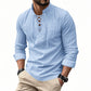 🧥Chemise homme décontractée à lacets – Élégante en un clin d'œil ! Col moderne sans cravate, coton doux et respirant. Un style décontracté parfait pour un café entre amis ou un barbecue du dimanche. ☕👴