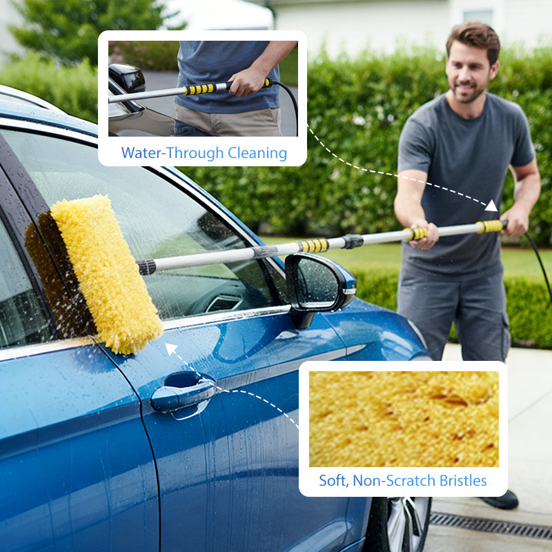 🚗 Clan Your Car Without Bending 60" Extendable Brush Reach Every Spot Fast No Scratches🧼💦