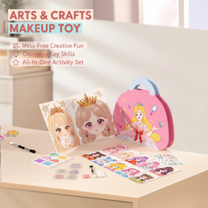 👑HOT SALE!! 🎨 Princess Makeup & Diamond Painting Craft Kit – Mess-Free Paper Play, Realistic Fun for Girls ✨