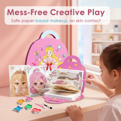 👑HOT SALE!! 🎨 Princess Makeup & Diamond Painting Craft Kit – Mess-Free Paper Play, Realistic Fun for Girls ✨