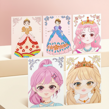👑HOT SALE!! 🎨 Princess Makeup & Diamond Painting Craft Kit – Mess-Free Paper Play, Realistic Fun for Girls ✨