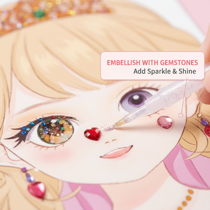 👑HOT SALE!! 🎨 Princess Makeup & Diamond Painting Craft Kit – Mess-Free Paper Play, Realistic Fun for Girls ✨
