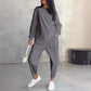 ☁️ Women's Cozy 2-Piece Sweatshirt & Pants Set – Stylish Irregular Hem Casual Outfit
