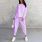 ☁️ Women's Cozy 2-Piece Sweatshirt & Pants Set – Stylish Irregular Hem Casual Outfit