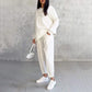 ☁️ Women's Cozy 2-Piece Sweatshirt & Pants Set – Stylish Irregular Hem Casual Outfit