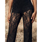 Elegante Schlaghose aus Spitze mit hochtailliertem Design
