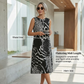 Abito midi senza maniche con stampa leopardata da donna