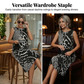 Abito midi senza maniche con stampa leopardata da donna