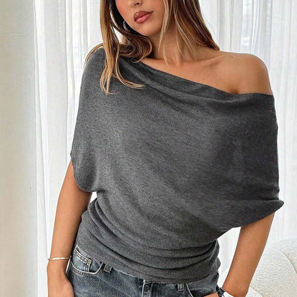 ⏳Limited-time 50% off⏰Women's Asymmetrical Off-Shoulder Batwing Sleeve Top👚