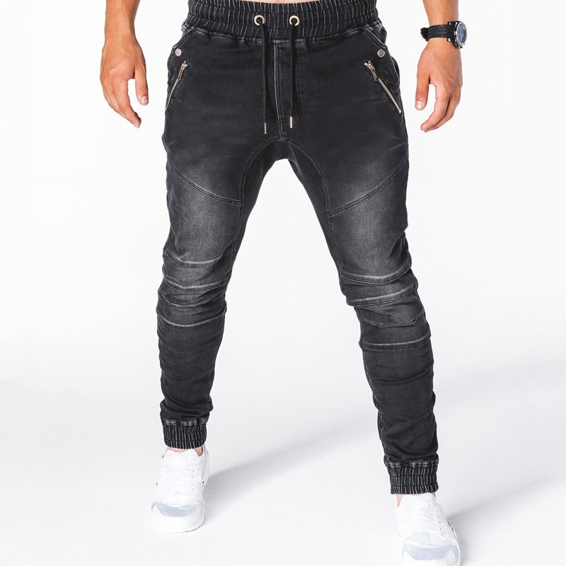 💖Black Friday Mega Deal – 50% off!💖👖 Men's Slim-Fit Denim Joggers with Zipper Pockets