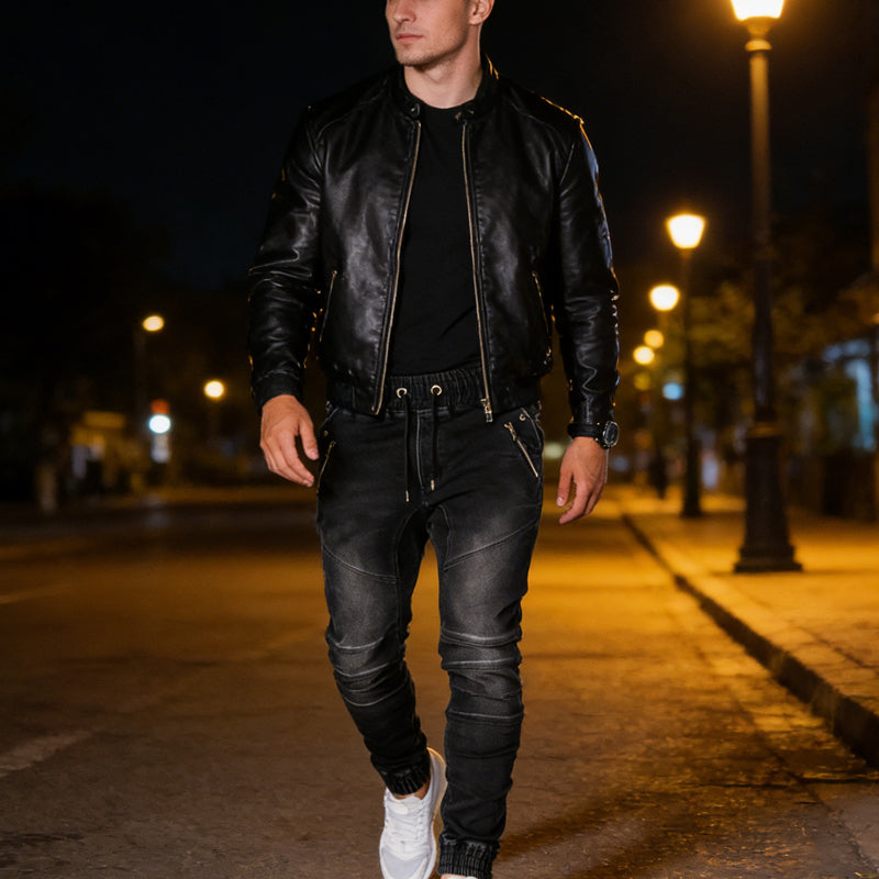 💖Black Friday Mega Deal – 50% off!💖👖 Men's Slim-Fit Denim Joggers with Zipper Pockets