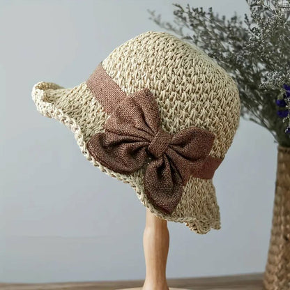 🎀 Hot Sale 50% OFF👒 | Straw Hat with Retro Bow – Foldable & Breathable for Summer