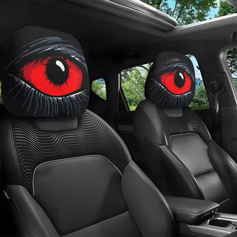 🔥👁️Red Eye Car Headrest Cover – Creepy Design & Soft 😈👁️‍🗨️