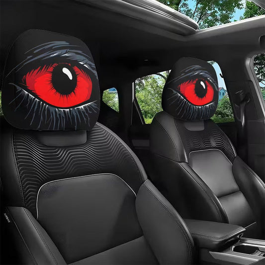 🔥👁️Red Eye Car Headrest Cover – Creepy Design & Soft 😈👁️‍🗨️