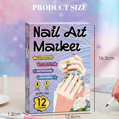 🎨Last Day 60% OFF💞50K+ SOLD!✨Dual-Tip Nail Art Marker Pen Set Quick‑dry, no UV lamp. Fine & brush tips. 12/24 vibrant colors. Easy DIY at home. No smudges, just art! 💅🖌️