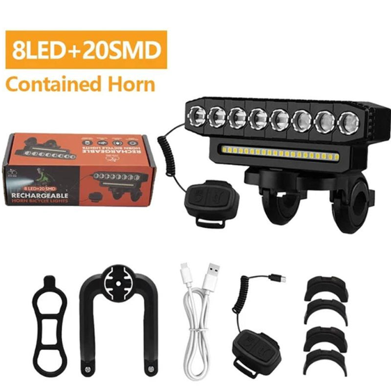 🚴 LIMITED-TIME 50% OFF! ✨ Bicycle Headlight – 28 LED, Horn, USB, Remote Control