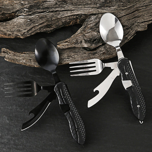 🍴 UP TO 50% OFF! ✨ 4-in-1 Folding Tableware Set – Compact, Stainless Steel, Multi-Tool⛰️
