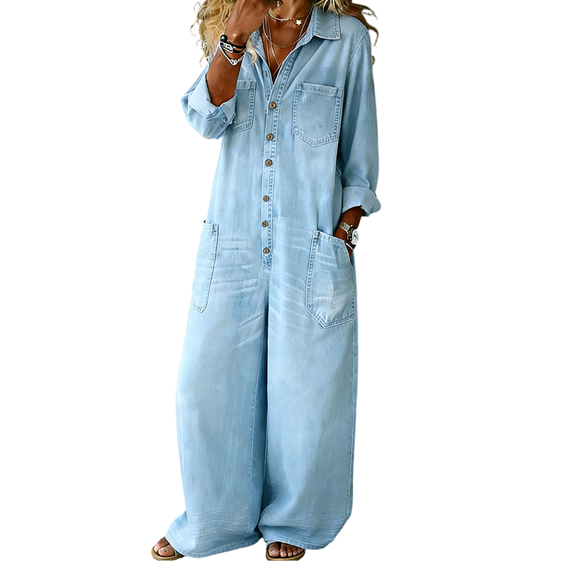 💖Black Friday Mega Deal – 50% off!💖 🔥 Women's Casual Long Sleeve Denim Jumpsuit
