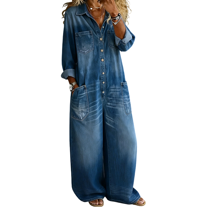💖Black Friday Mega Deal – 50% off!💖 🔥 Women's Casual Long Sleeve Denim Jumpsuit