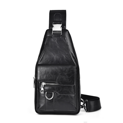 🎒 50% OFF NOW! 🧳Men's Retro Waterproof Faux Leather Sling Chest Bag – Water-Resistant, Intelligent Storage & Ergonomic Comfort