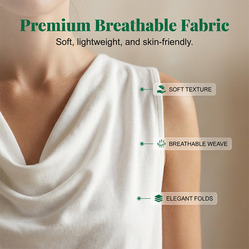 🏆LAST DAY SALE 50% OFF🔥| Elegant Slim Fit Cowl Neck Dress | Sleeveless Triacetate Midi Dress with Pockets | Breathable Casual & Party Wear for Women✨