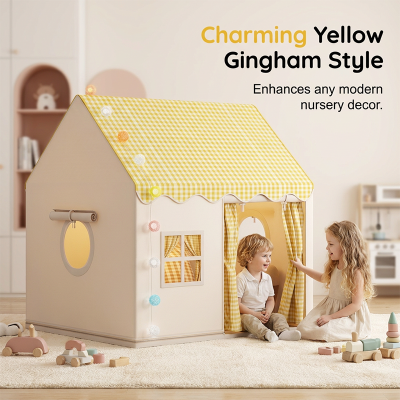 🏰 LIMITED-TIME DISCOUNT!! ✨ Dream Play Tent for Kids – Fairy Lights, Roomy Interior, Gingham Style 🌟