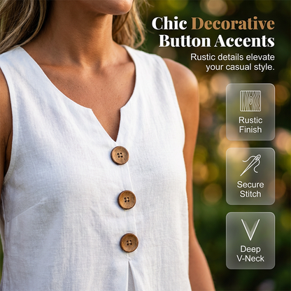 👚❄️Summer cool-down deal: just $24.99!!⚡50K+ SOLD!❄️Women's V-Neck Sleeveless Cotton Linen Vest