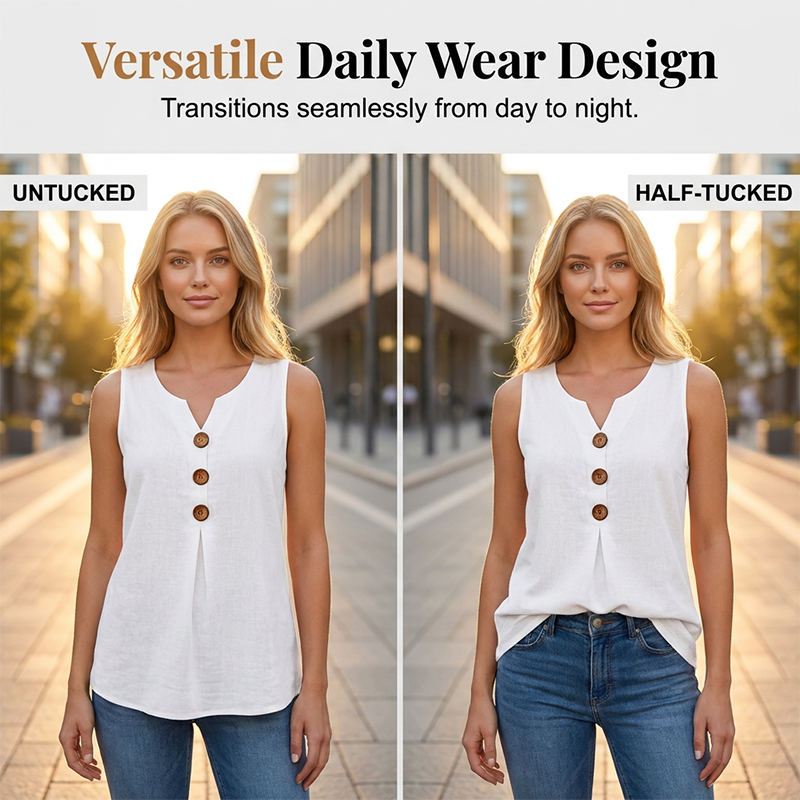 👚❄️Summer cool-down deal: just $24.99!!⚡50K+ SOLD!❄️Women's V-Neck Sleeveless Cotton Linen Vest