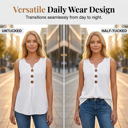 👚❄️Summer cool-down deal: just $24.99!!⚡50K+ SOLD!❄️Women's V-Neck Sleeveless Cotton Linen Vest
