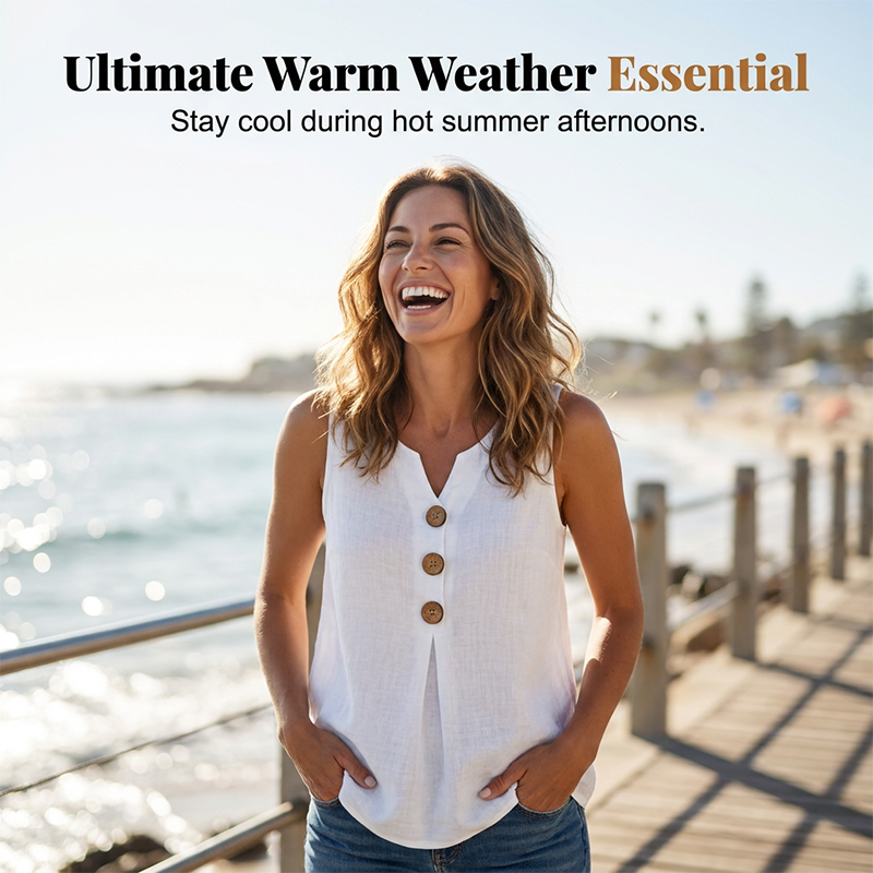 👚❄️Summer cool-down deal: just $24.99!!⚡50K+ SOLD!❄️Women's V-Neck Sleeveless Cotton Linen Vest