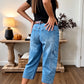 ⏳50 % rabatt i en begrenset periode⏰Damebukser med elastisk, avskårne denimdetaljer👖
