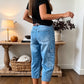 ⏳50 % rabatt i en begrenset periode⏰Damebukser med elastisk, avskårne denimdetaljer👖