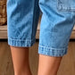 ⏳50 % rabatt i en begrenset periode⏰Damebukser med elastisk, avskårne denimdetaljer👖