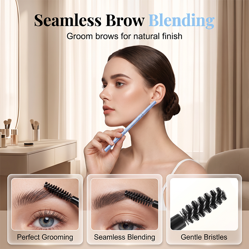 【QCQX】Waterproof 2-in-1 Micro-Fork Eyebrow Pen & Tinted Gel