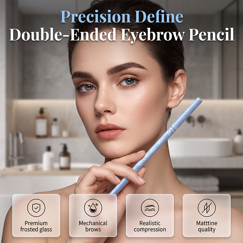 💥Amazing discount！👱‍♀️One-stroke design, reveal your natural beauty！Double-Ended Waterproof Angled Eyebrow Pencil