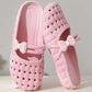 👡JETZT 50% RABATT! 💐Atmungsaktive Pantoletten mit Schleife, stylische, weiche Slipper mit Lochmuster für den Sommer ✨
