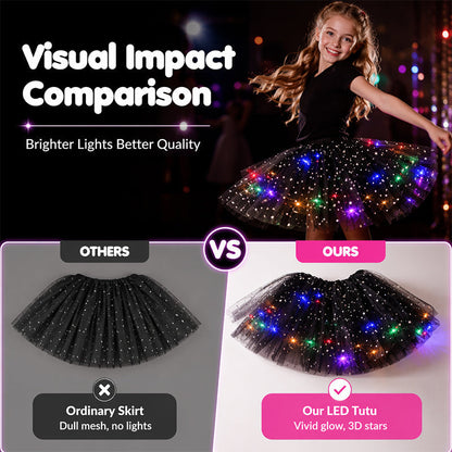 🎁LED Light Up Sequin Tutu Skirt Star Mesh Princess Skirt for Girls and Adults
