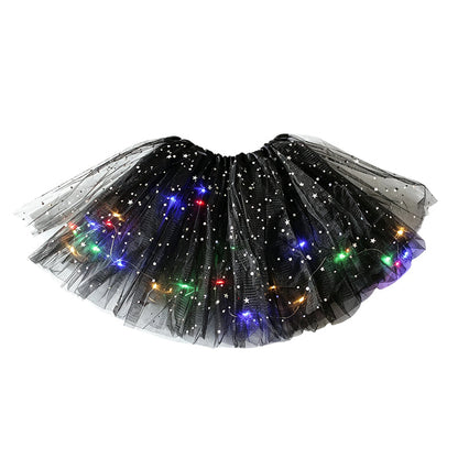 🎁LED Light Up Sequin Tutu Skirt Star Mesh Princess Skirt for Girls and Adults