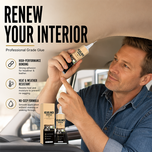 🌟🎉49K+ Sold 🚗 Waterproof Car Headliner Repair Glue, High Strength Adhesive for Sagging Car Ceiling & Interior