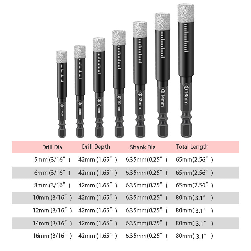 💎 50% OFF NOW! 🔧 Diamond Drill Bits Set – 5-16mm Sizes, Hex Shank, Dry/Wet Use – Smooth Precision Holes 🏗️