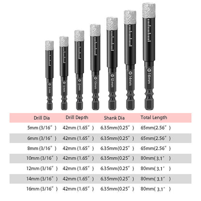 💎 50% OFF NOW! 🔧 Diamond Drill Bits Set – 5-16mm Sizes, Hex Shank, Dry/Wet Use – Smooth Precision Holes 🏗️