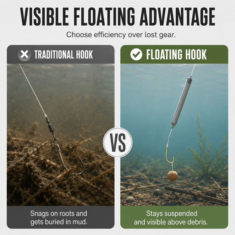 🏆Buy 2 Get 1 Free📢📢50% OFF !!⏰Off-Bottom Floating Fishing Hook