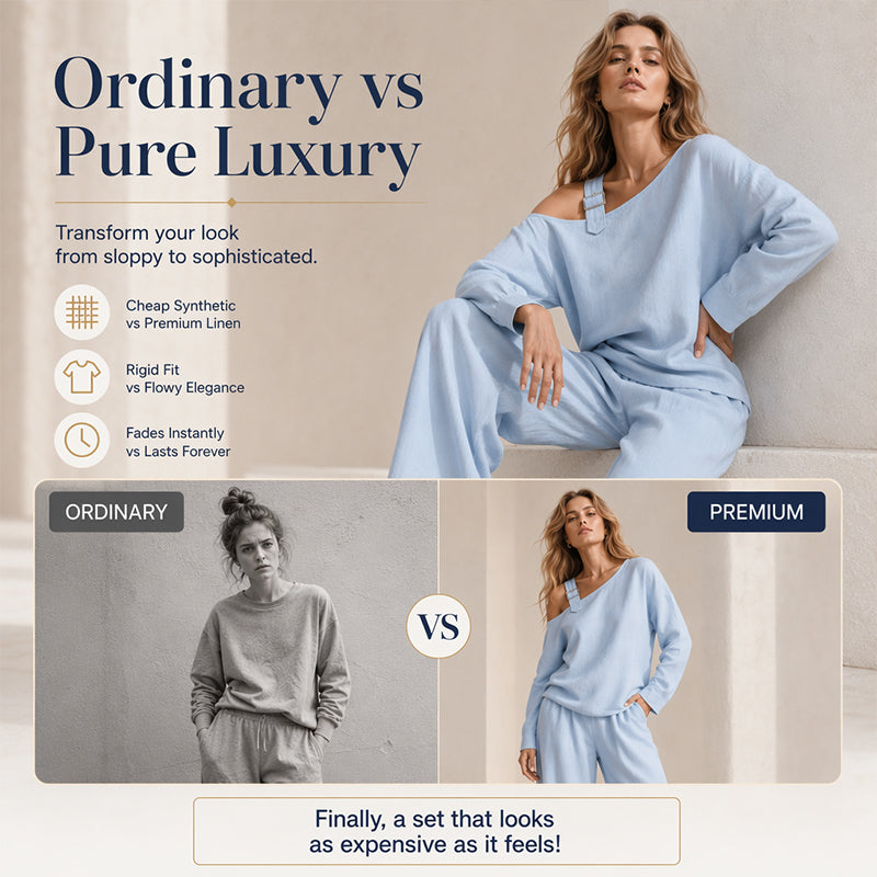 📢📢LIMITED-TIME 30% OFF!! 🔥Bestseller🔥 Off-shoulder Wide-leg Two-piece Set, Made Of Soft Blended Fabric, Creating An Elegant Dilhouette.